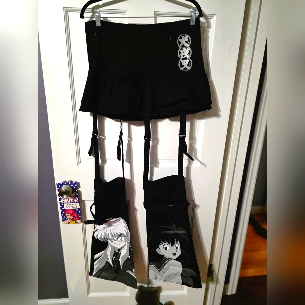 Dolls Kill Black Mini Skirt with Anime Leg Panels